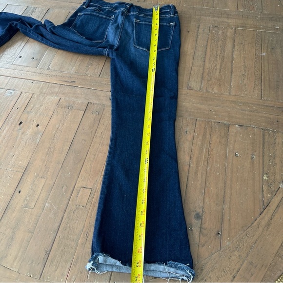FRAME DENIM LE CROP MINI BOOT STRETCH DENIM JEANS CROP FLARE RAW HEM sz 28 Dark - Picture 11 of 12